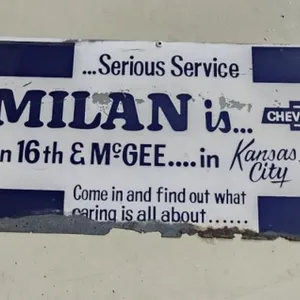 Chevrolet Dealer Milan Metal Sign, 37.5"W x 17"T