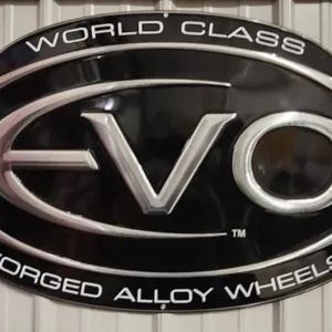 EVO Forged Alloy Wheels Metal Sign, 35"W x 22"T