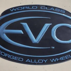 EVO Forged Alloy Wheels Metal Sign, 35"W x 22"T