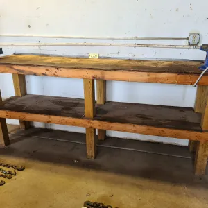 8' Wooden Workbench with 2 Vises