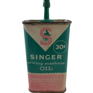 Vintage Singer Sewing Machine Oil Tin w/ Green Spout