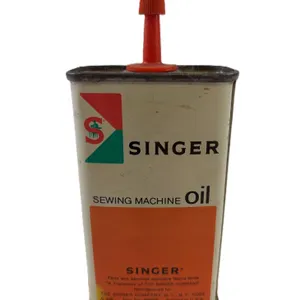 Vintage Singer Sewing Machine Oil Tin w/ Red Spout