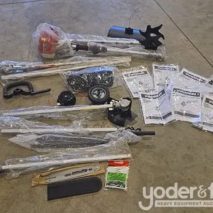 Unused PRORUN 6pc Kit c/w Attachments: Edger, Extension Pole, Hedge Trimmer, Pole Saw, Tiller, Timmer Head 
