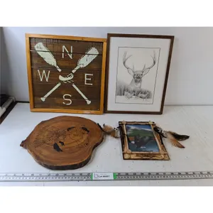 (2) Wooden Framed Photos, Wooden (2) Full Wooden Signs/Decor - Up to 14"x 14"
