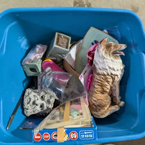 Storage Tub Full of Misc. (Décor, Candle Related Items, basket, and  etc.)