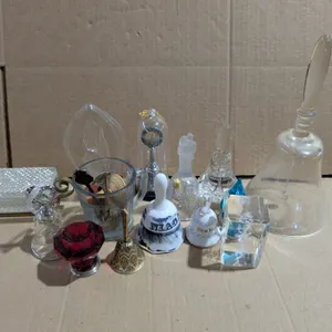 Lot of Misc. Vintage Décor, bells, Handles, and etc. (1) 24% Crystal Bell