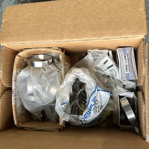 SHELF LOT OF ASST HARDWARE. 4 BOXES. HOSE CLAMPS, KEG PARTS, KEG TAPS, BUTTERFLY VALVE GASKETS,