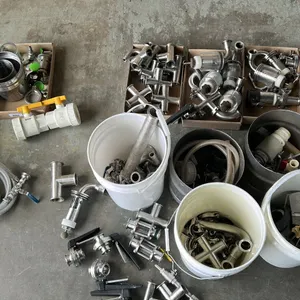 LARGE GROUP LOT OF ASST STAINLESS FITTINGS - 100'S OF PIECES.