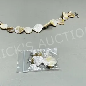 baroque Mother of Pearl bracelet & earrings