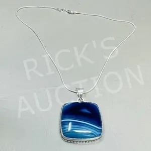 Agate & silver pendant w/ 925 chain