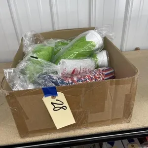 Box of Assorted Styrofoam Cups & Skirts