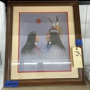 Framed/Matted Native American Print 21"x18" - Sign