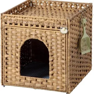 SETVSON Cat Litter Box Enclosure, Rattan House