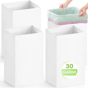 Magicheap 4 Pack 30 Gallon Trash Bins, White