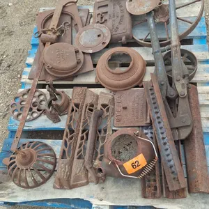 F - Antique cast-iron stove parts, iron wheels, Bolt cutter 42"