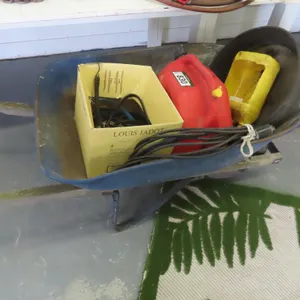 Lot - Garden Wheel Barrow, Jerry Can, Extension Cord, Tarp Straps.