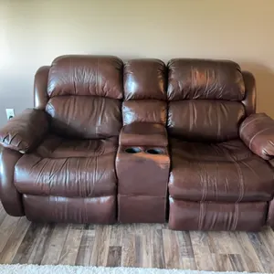 Brown Leather Loveseat