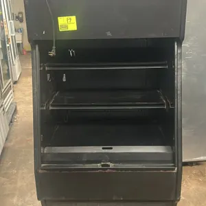 Structural Concepts Oasis CO3660R open refrigerated merchandiser. Features a 3-tier display with two adjustable shelves and a bottom deck. Black inter