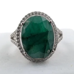 5.6 Gram Certified Silver Emerald gemstone Ring