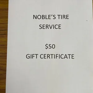 Noble's Tire Service $50 Gift Certificate