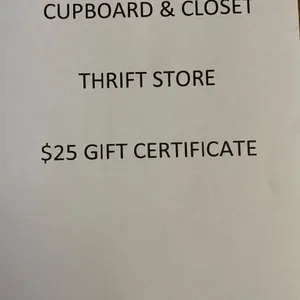 Cupboard & Closet Thrift Store $25 Gift Certificate
