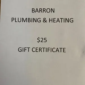 Barron Plumbing & Heating $25 Gift Certificate