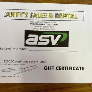 Duffy's Sales & Rental $200 Credit Toward Any Rental