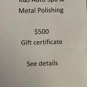 K&J Auto Spa & Metal Polishing $500 Gift Certificate