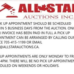 PICK UP SCHEDULE BY APPOINTMENT ONLY