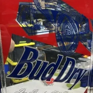 Bud Dry Budweiser Bar Mirror Sign 20 x 17 inches
