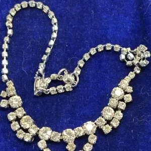 16 inch Rhinestone Necklace Mid Century