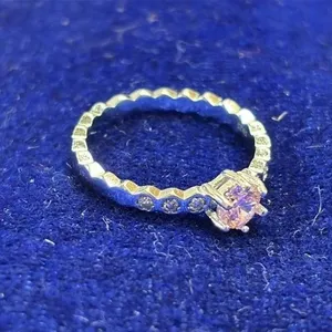 925 Pink Crystal Ring Sterling Silver Size 7
