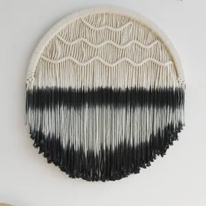 SEALED $38 (23.6") Black Circle Macrame Wall Decor
