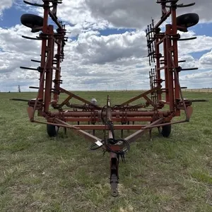 36' White 476 Chisel Plow W/ 3 Bar Mtd Harrows