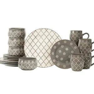 Baum: Marrakesh 16-piece Dinnerware Set, " Moroccan Grey"- New