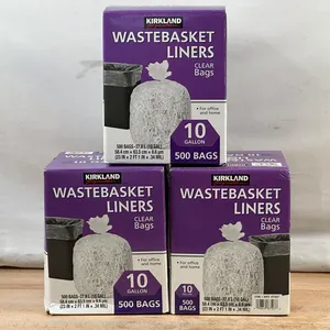 (3) Kirkland Signature: 10-Gallon Wastebasket Liner, Clear, 500-count- New/ Open Box