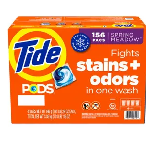 Tide: Pods Laundry Detergent Pods, Spring Meadow, 156-count- New/ Open Box/ Bag opened but unused