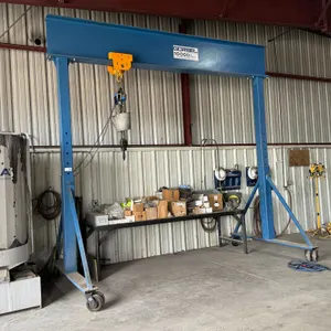 Gorbel Adjustable Height Gantry Crane With Manual Chain Hoist on Casters, 10,000Lb Capacity, 160" x 86" x 162" Tall