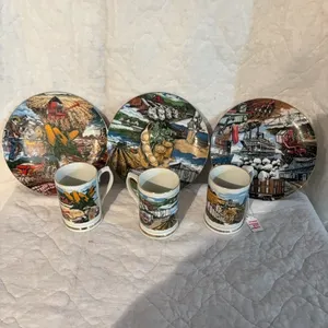 3 PFIZER GENETICS PLATES-3 PFIZER GENETIC MUGS