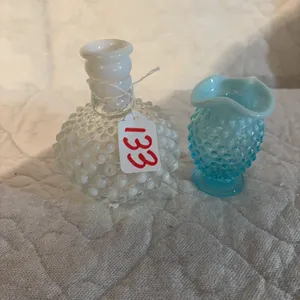 2 OPALESCENT GLASS PIECES