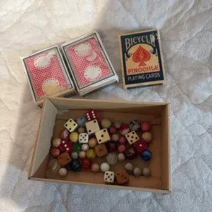 JAR OF MARBLES-DICE/3 DECKS PLAYING CARDS