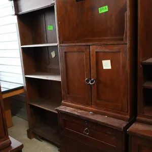 Decorative Bookcase and Cabinet with Hutch Top