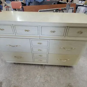 Mid-Century Hollywood Regency Nine-Drawer Dresser with Gold-Tone Hardware 33 x 18 x 50"
