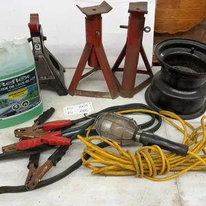 Reflex Windshield Washer Fluid, Jack Stands, Jumper Cables, Trouble Light, and More