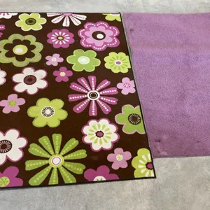 Two Area Rugs, Brown Floral Pattern 77 x 59 and Solid Purple 69 x 48
