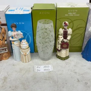 Avon Mrs. Albee Award Figurines with California Perfume Company Representative and Vase
