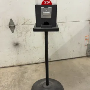Gum Ball Candy Vending Machine with Zigzag Globe, 25-Cent Mechanism, Key, 46" Tall on Pedestal Base