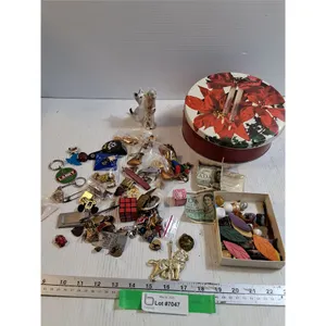 Misc items, Pins, Keychains, Craft Materials, Ceramic cat, Torn $ bills