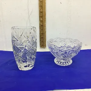 PINWHEEL CRYSTAL VASE & CANDY DISH