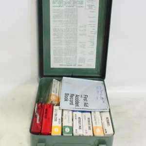 VINTAGE METAL FIRST AID KIT W/FIRST AID CONTENTS